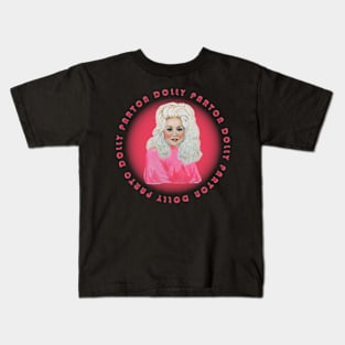 dolly parton circle pink Kids T-Shirt